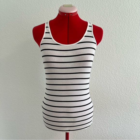 a.n.a Black and White Striped Tank Top Small - Picture 1 of 8